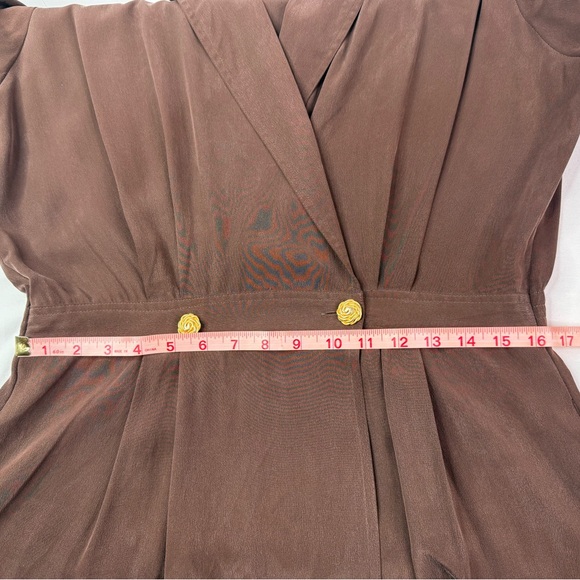 Robbie Bee Silk Chocolate Brown Maxi Length Wrap Dress Short Sleeve Size 12 - Picture 6 of 7
